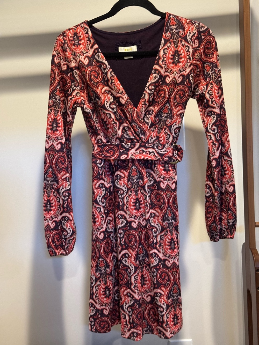 Maeve Anthropologie Paisley Lurex Wrap Dress XS